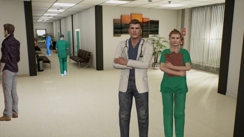 Figure 1: Virtual 3D characters in a hospital setup.